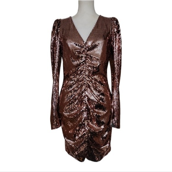 Zara Dresses Zara Bronze Sequined Dress Poshmark